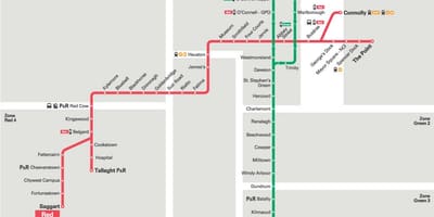 지도의 녹색 선 Luas